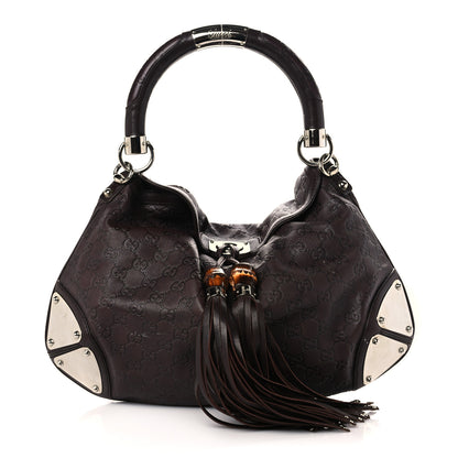 Gucci Guccissima Medium Indy Top Handle Hobo Black 1 of 12
