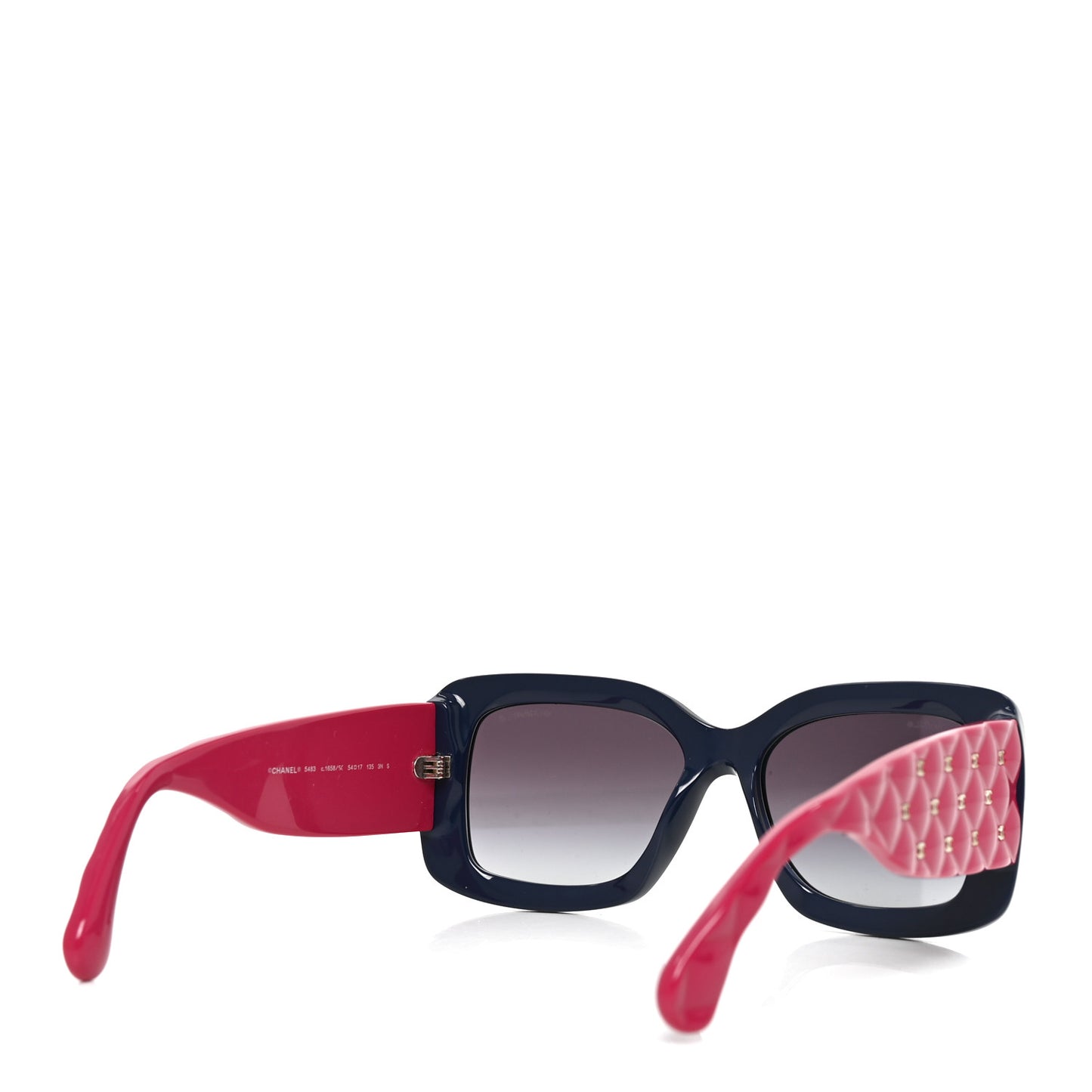 Acetate Quilted CC Rectangle Sunglasses 5483 Pink Blue