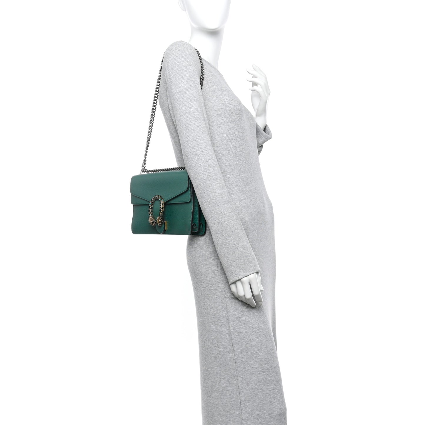 Pebbled Calfskin Small Dionysus Shoulder Bag Emerald
