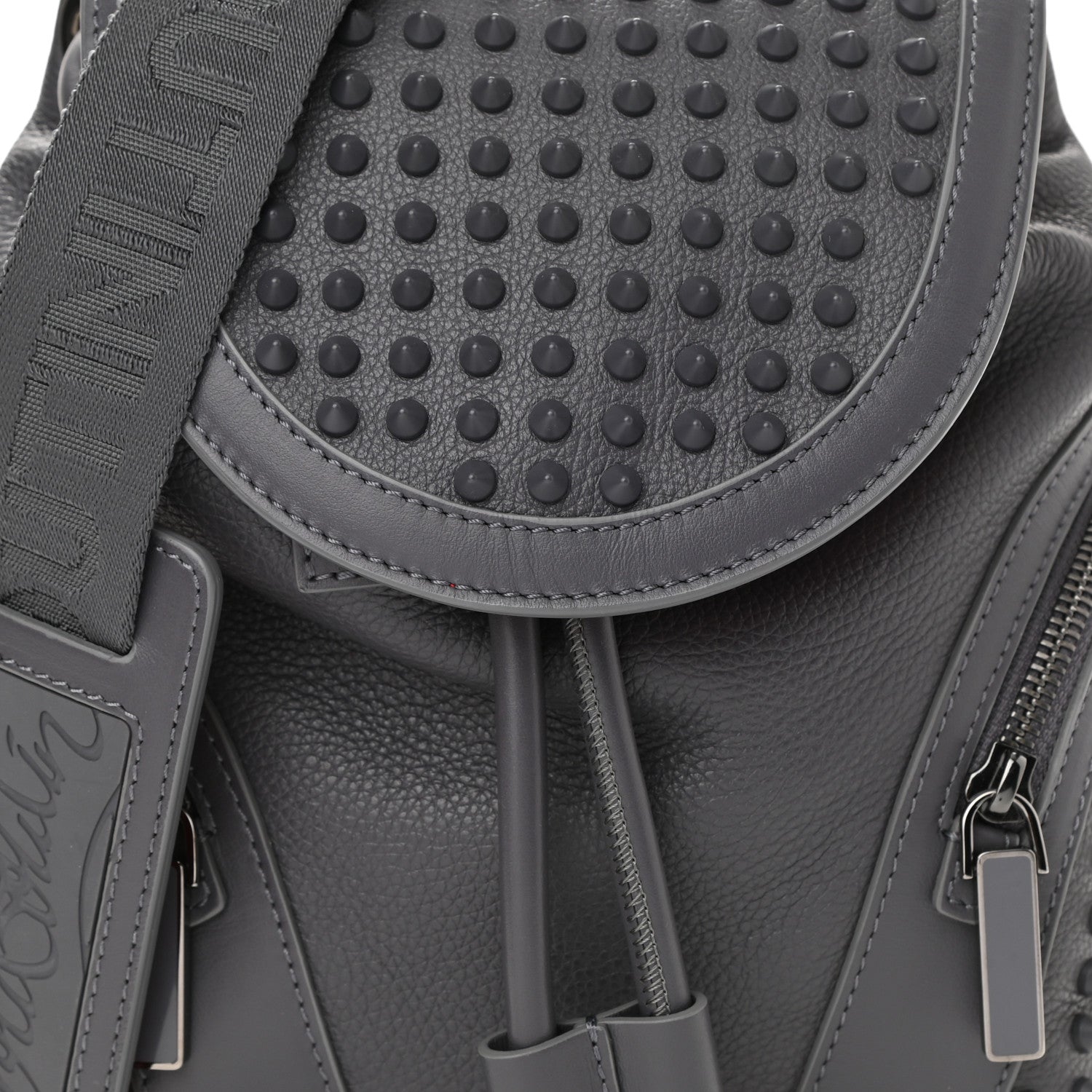 Christian Louboutin Calfskin Spiked Small Explorafunk Backpack Grey 7 of 9