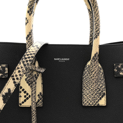 Saint Laurent Grained Calfskin Embossed Python Small Sac De Jour Black 8 of 12