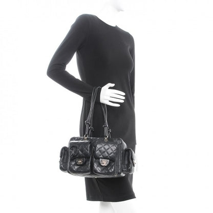 Chanel Calfskin Quilted Small Cambon Multipocket Reporter Black White 2 of 11