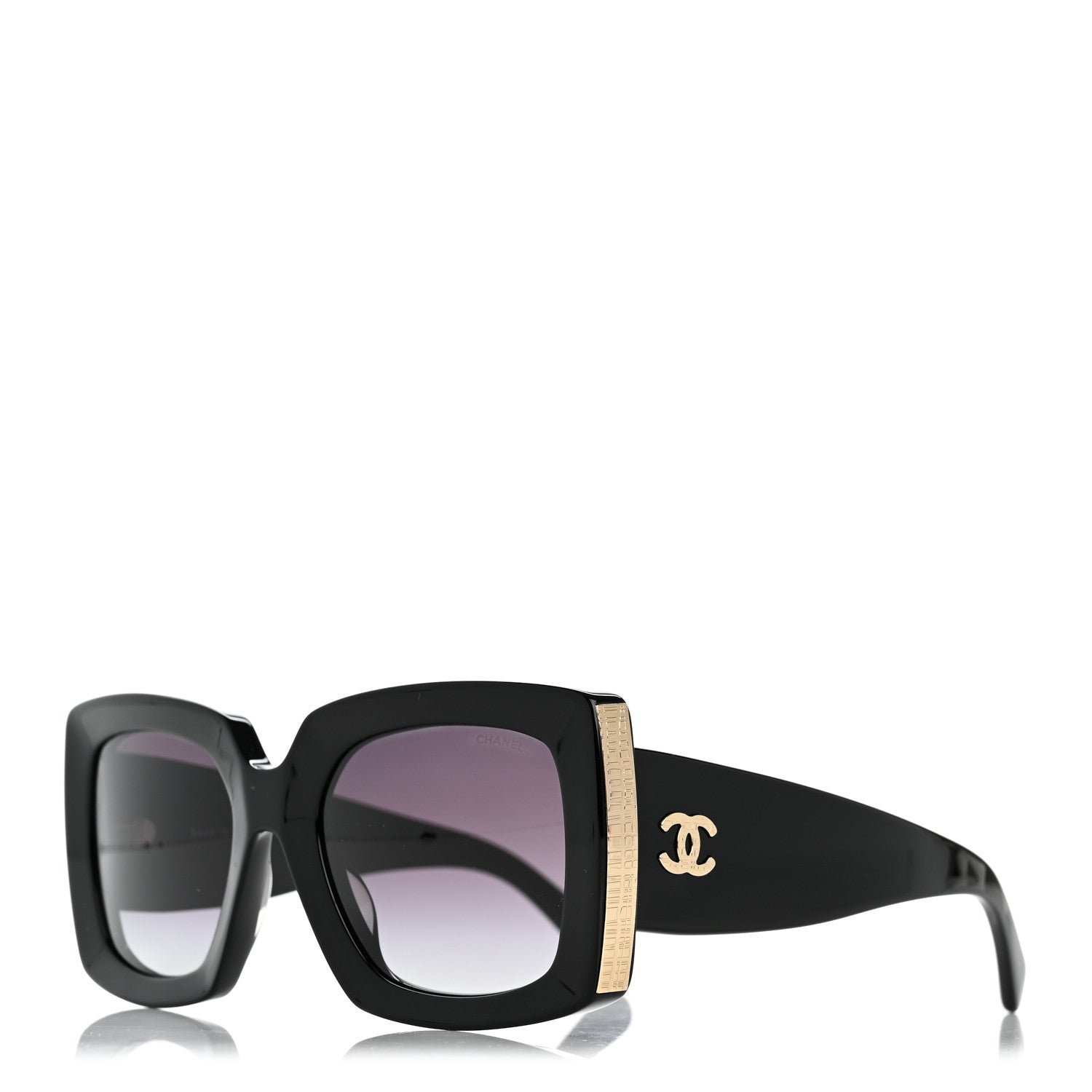 Chanel Acetate Rectangle Sunglasses 5435 Black 1 of 7