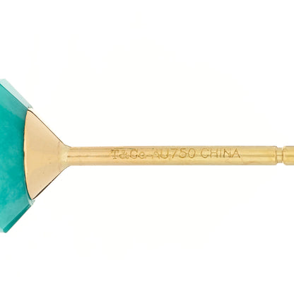 Tiffany 18K Yellow Gold Turquoise Elsa Peretti One Carat Faceted Earrings 4 of 4