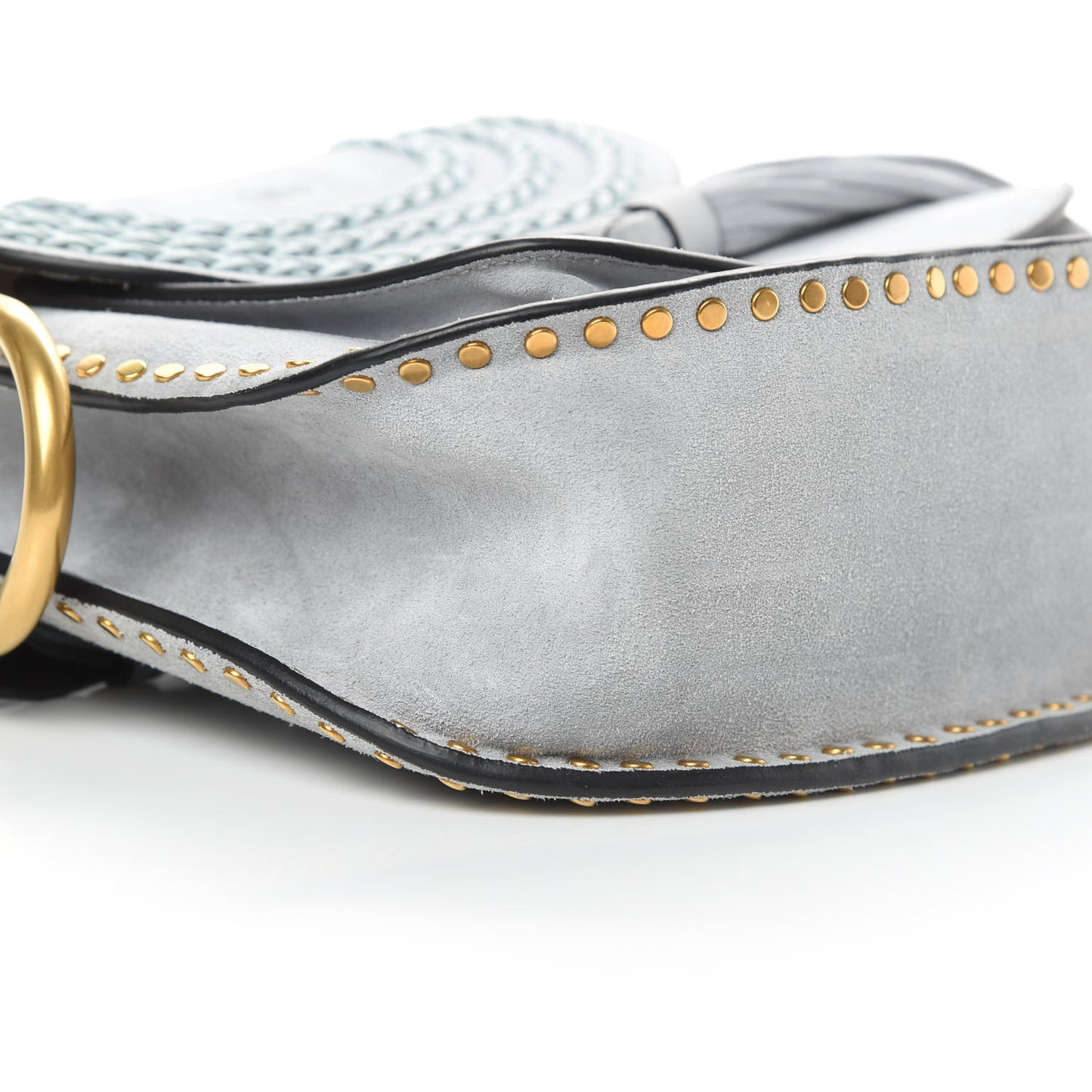 Suede Calfskin Braided Small Hudson Shoulder Bag Fresh Blue