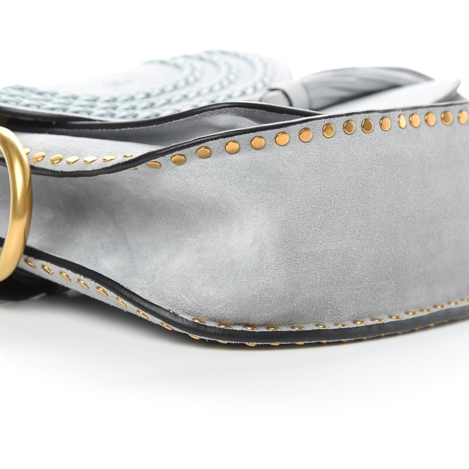 Chloe Suede Calfskin Braided Small Hudson Shoulder Bag Fresh Blue 9 of 12