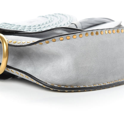 Chloe Suede Calfskin Braided Small Hudson Shoulder Bag Fresh Blue 9 of 12