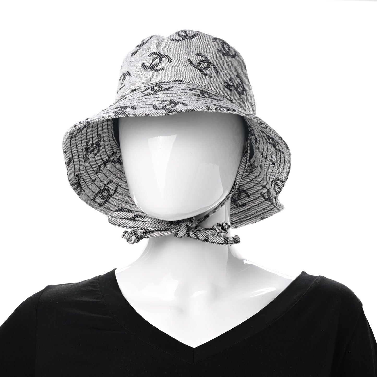 Denim CC Bucket Hat M White Black
