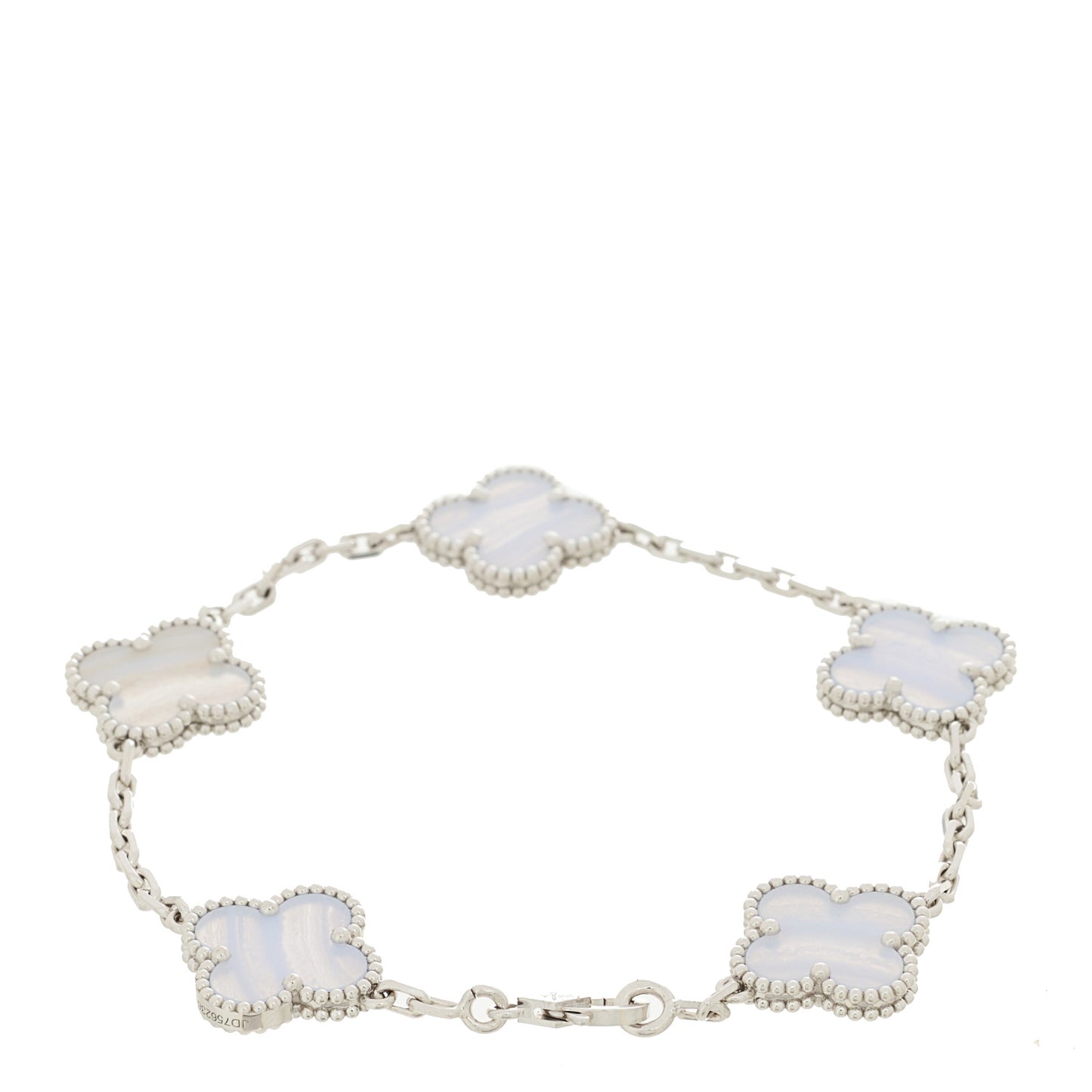 18K White Gold Chalcedony 5 Motifs Vintage Alhambra Bracelet