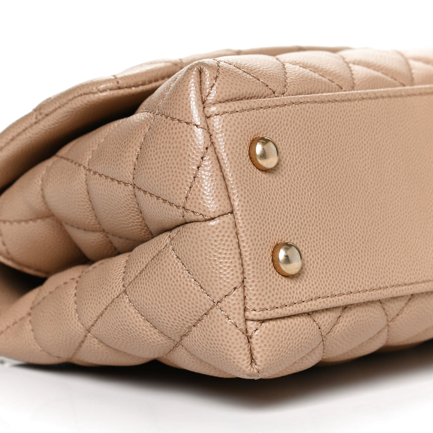 Caviar Lizard Embossed Quilted Mini Coco Handle Flap Beige