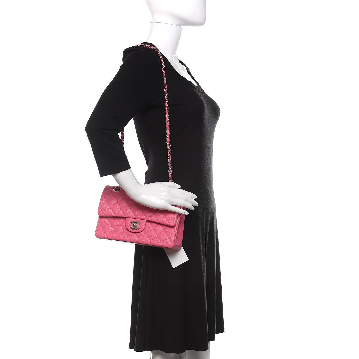 Caviar Quilted Small Double Flap Pink