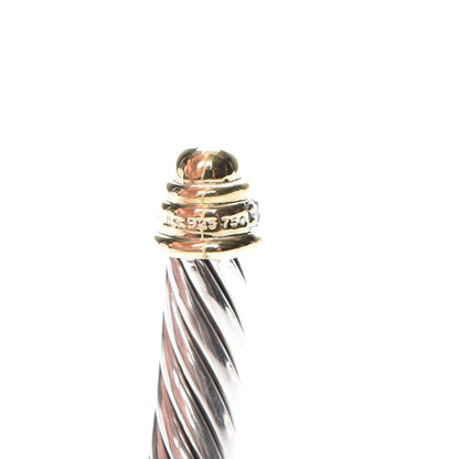 David Yurman Sterling Silver 18K Yellow Gold Diamond 5mm Cable Classics Bracelet 6 of 6