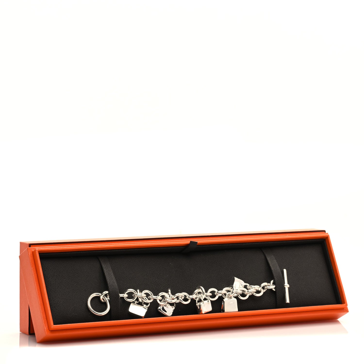 Hermes Sterling Silver Five Bags Amulette Charm Bracelet ST 5 of 5