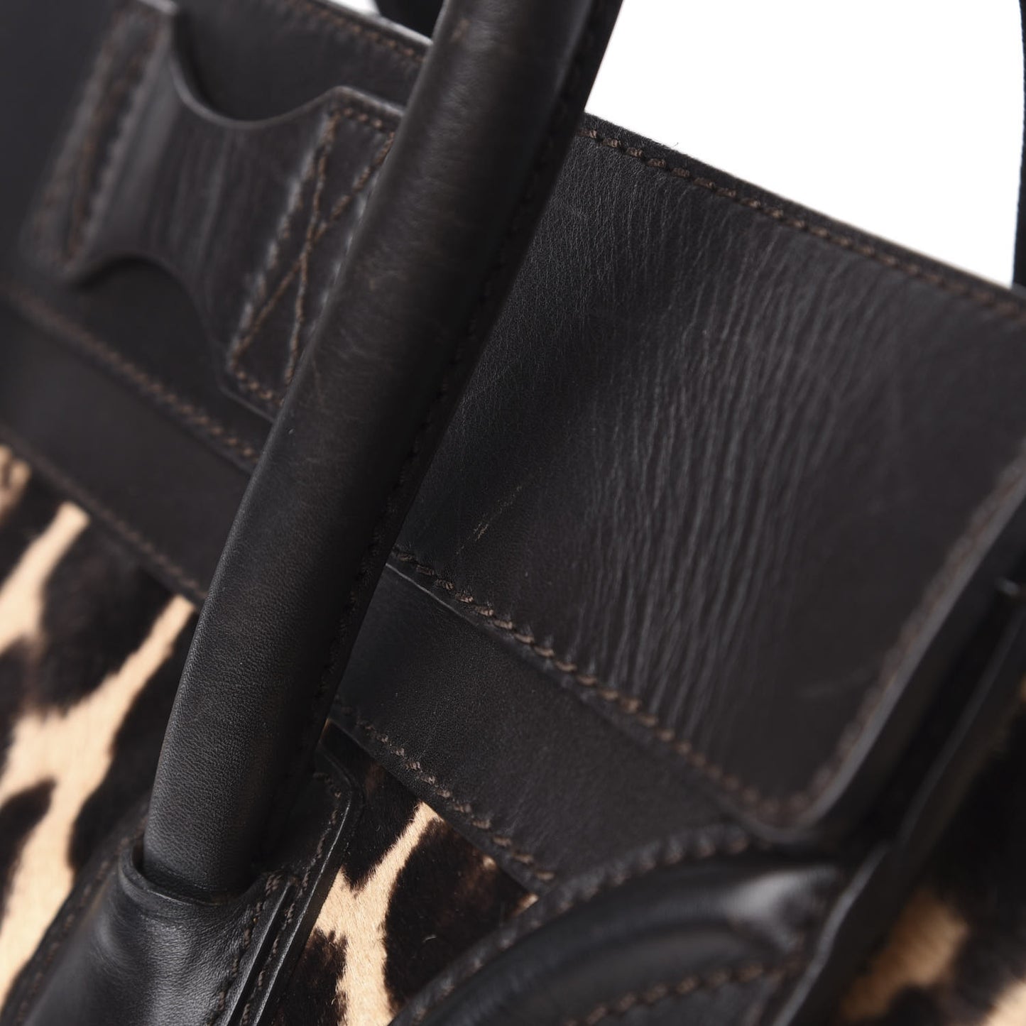 Leopard Pony Hair Mini Luggage Brown