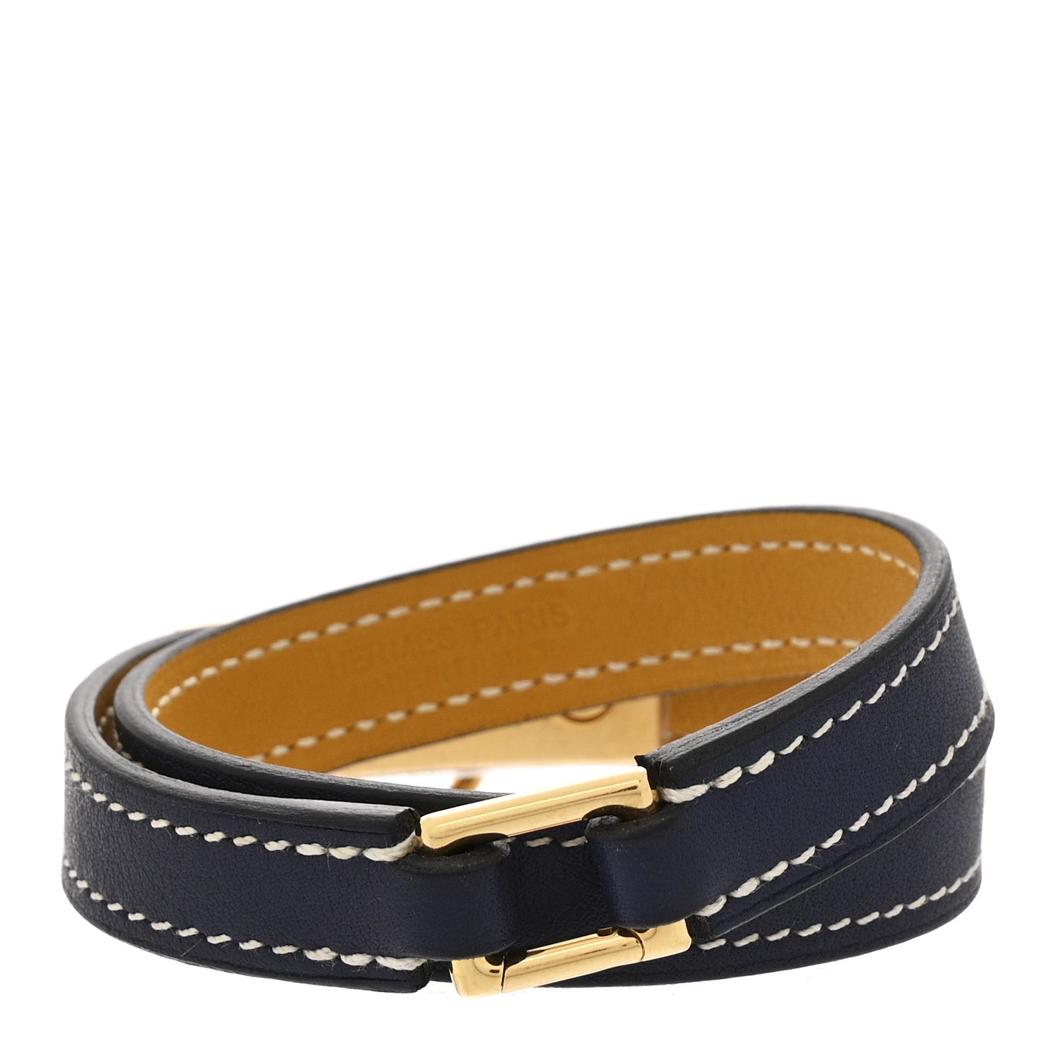 Hermes Swift Rivale Double Tour Bracelet T2 Bleu Encre Ambre 3 of 6