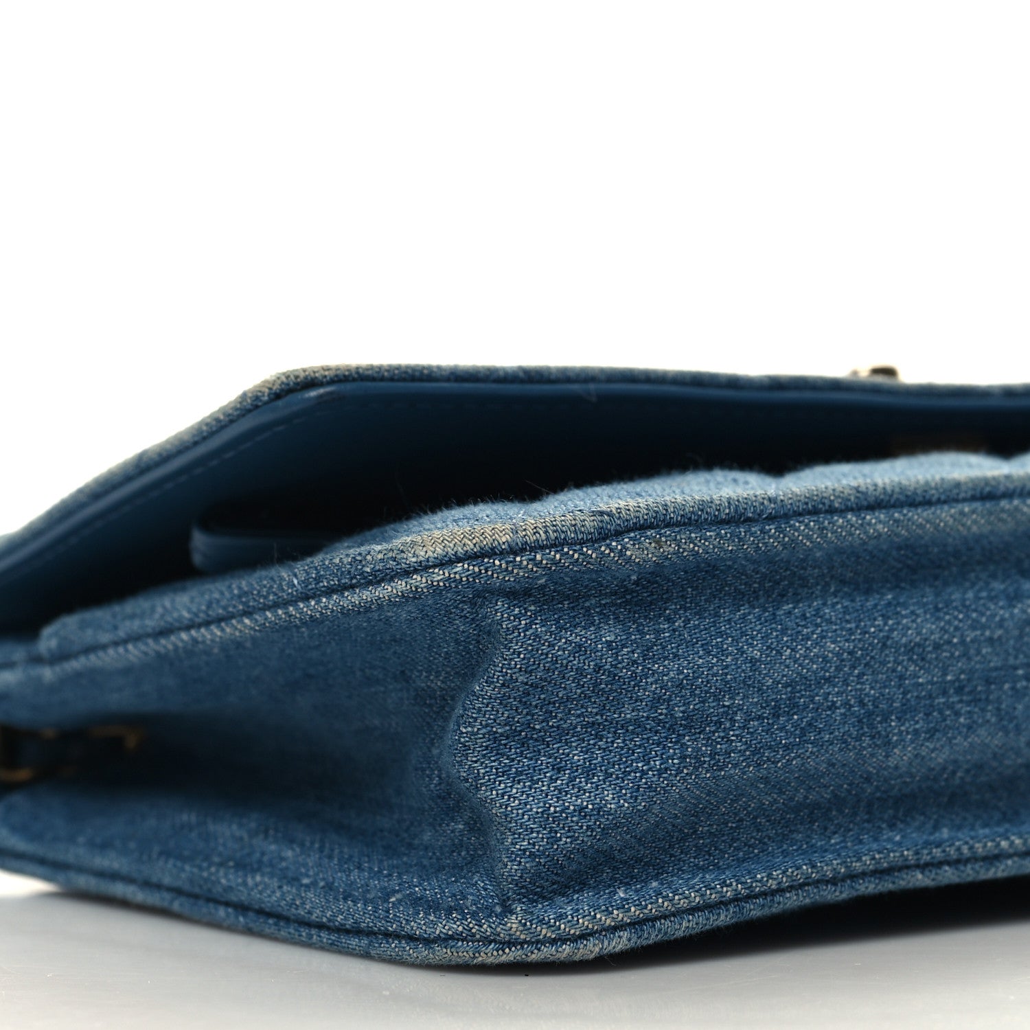 Chanel Denim Quilted CC Pearl Crush Wallet on Chain WOC Blue 10 of 14