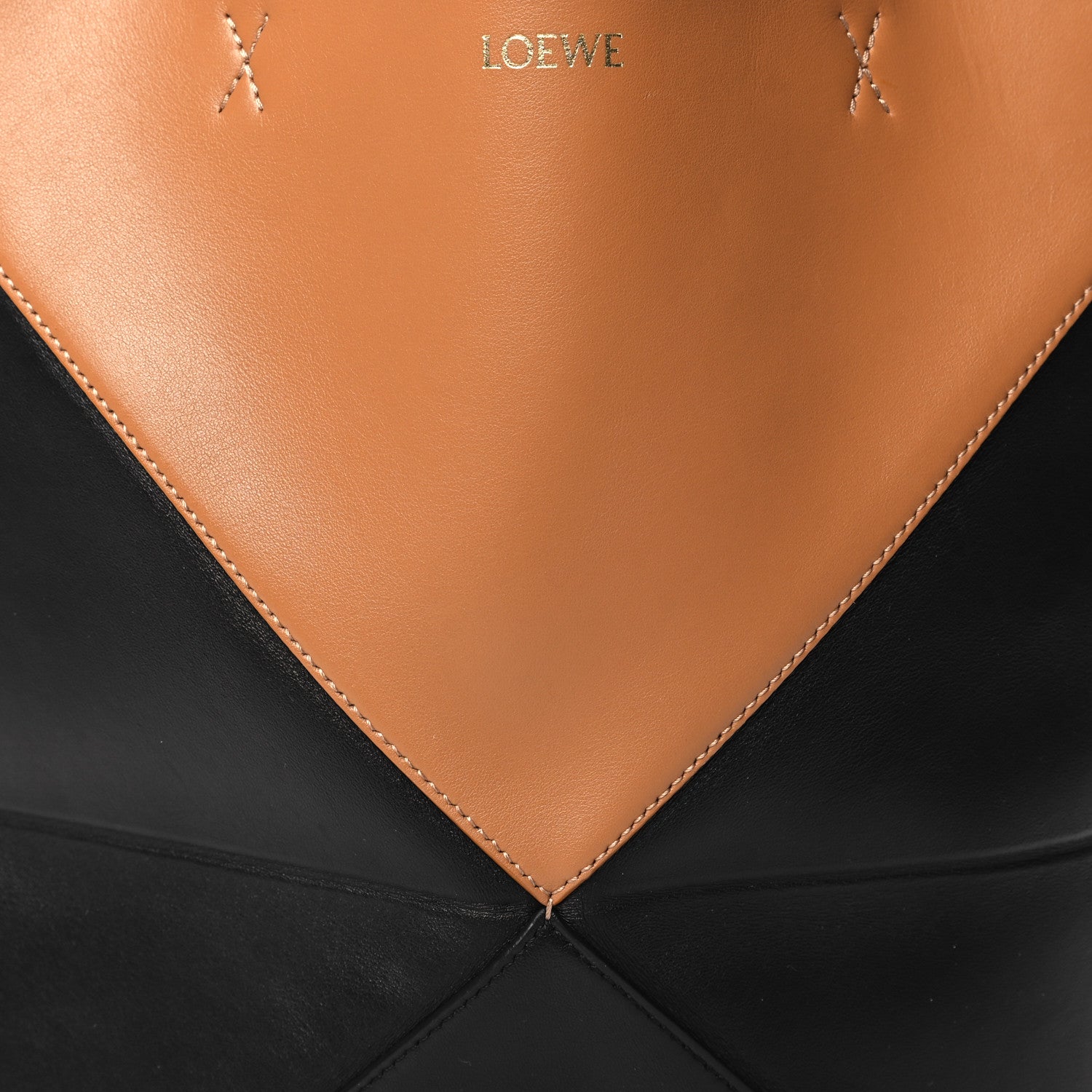 Loewe Shiny Calfskin Medium Puzzle Fold Tote Warm Desert Black 7 of 9