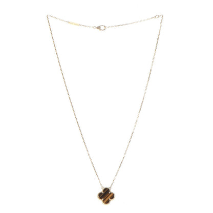 Van Cleef & Arpels 18K Yellow Gold Tiger Eye Vintage Alhambra Pendant Necklace 3 of 8
