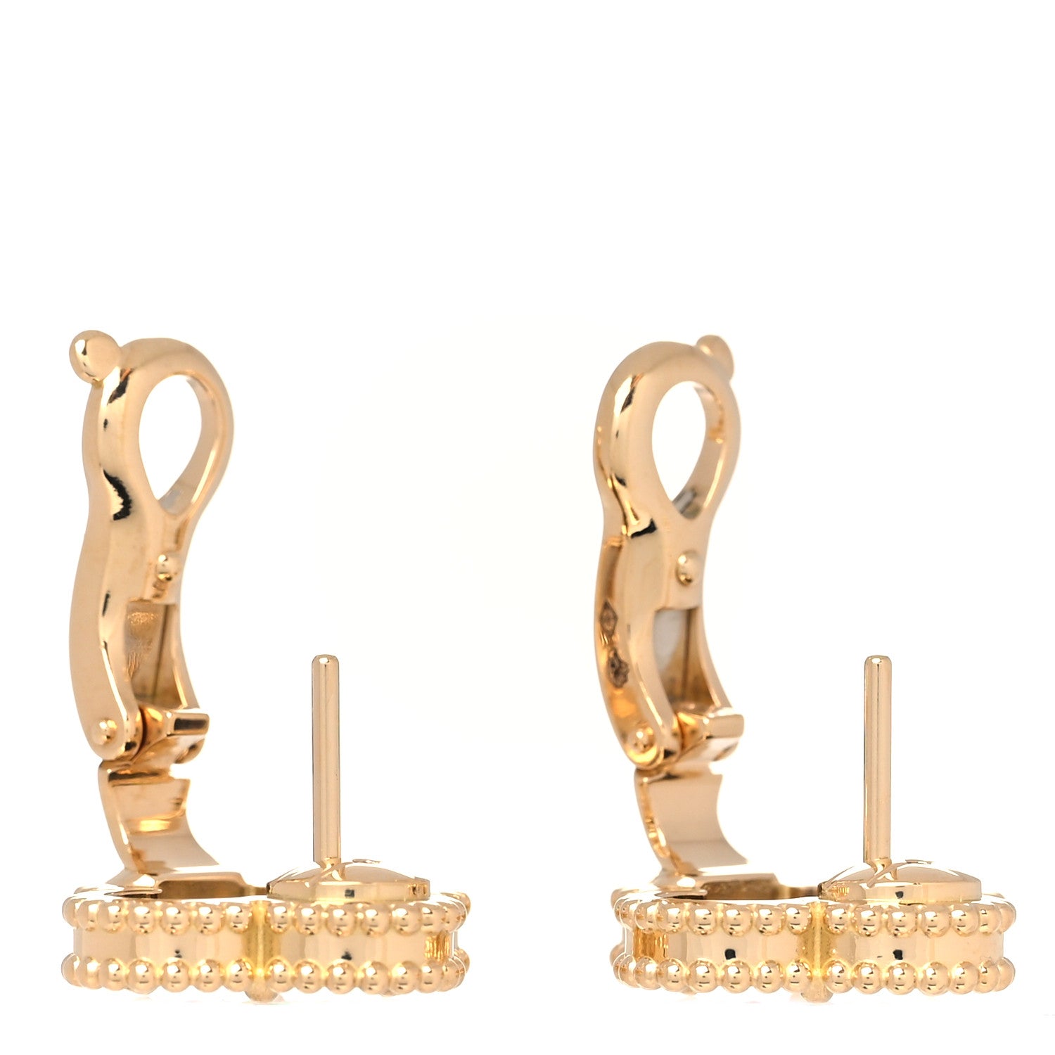 Van Cleef & Arpels 18K Yellow Gold Black Onyx Vintage Alhambra Earrings 3 of 5