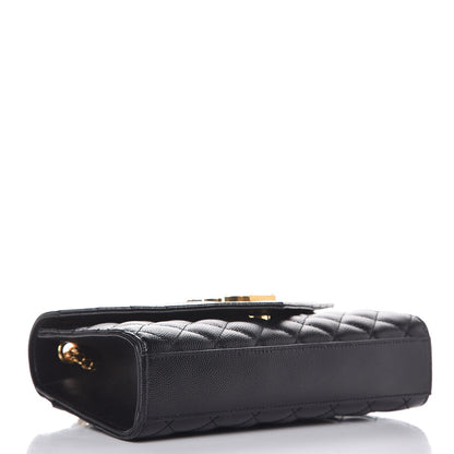 Saint Laurent Grain De Poudre Textured Mixed Matelasse Triquilt Small Monogram Satchel Black 4 of 7