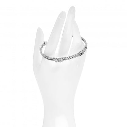David Yurman Sterling Silver Diamond 6mm Double X Cable Bracelet 2 of 4