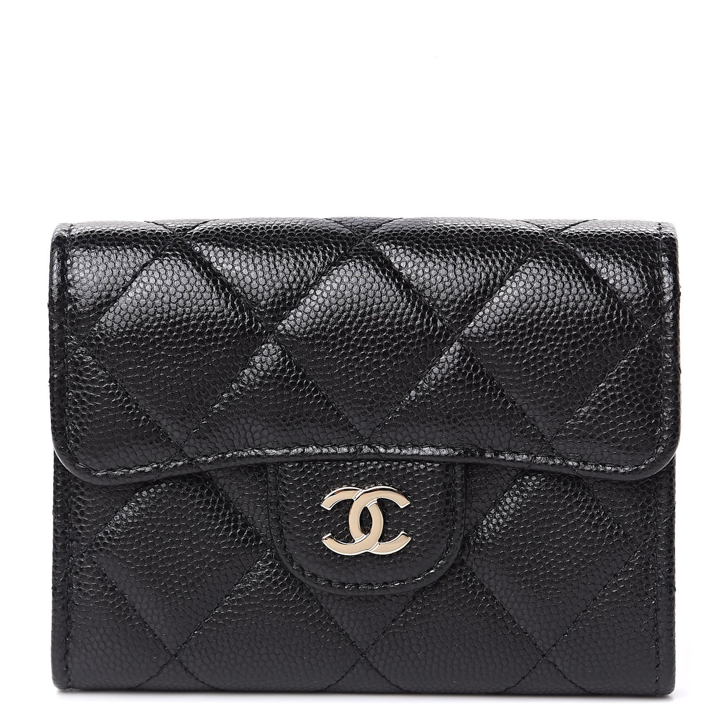 Chanel Caviar Quilted Flap Card Holder Wallet Black 1 of 9