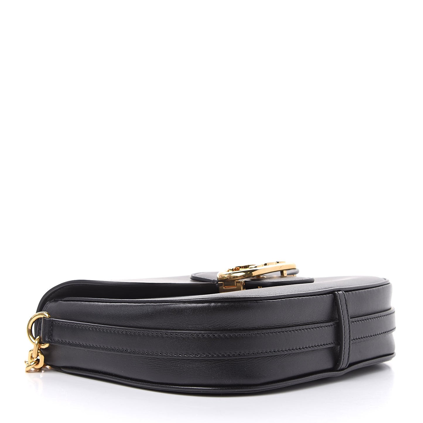 Shiny Calfskin Medium Chain Maillon Triomphe Black