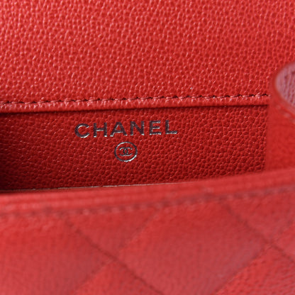 Chanel Grained Calfskin Quilted CC Box Clutch With Chain Red 6 of 12
