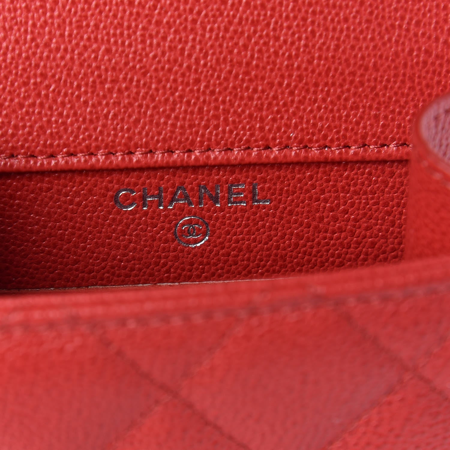 Chanel Grained Calfskin Quilted CC Box Clutch With Chain Red 6 of 12