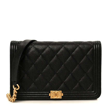 Chanel Caviar Quilted Boy Wallet On Chain WOC Black 1 of 12
