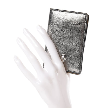 Alexander McQueen Metallic Calfskin Skull Bi Fold Card Holder Silver 2 of 9