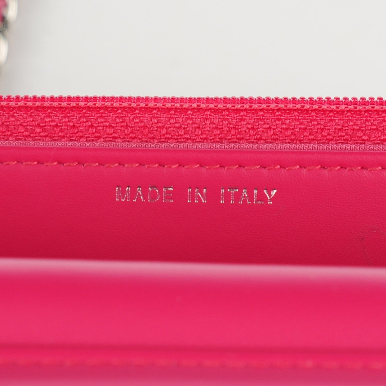 Chanel Patent Quilted Wallet On Chain WOC Fuchsia 7 of 8