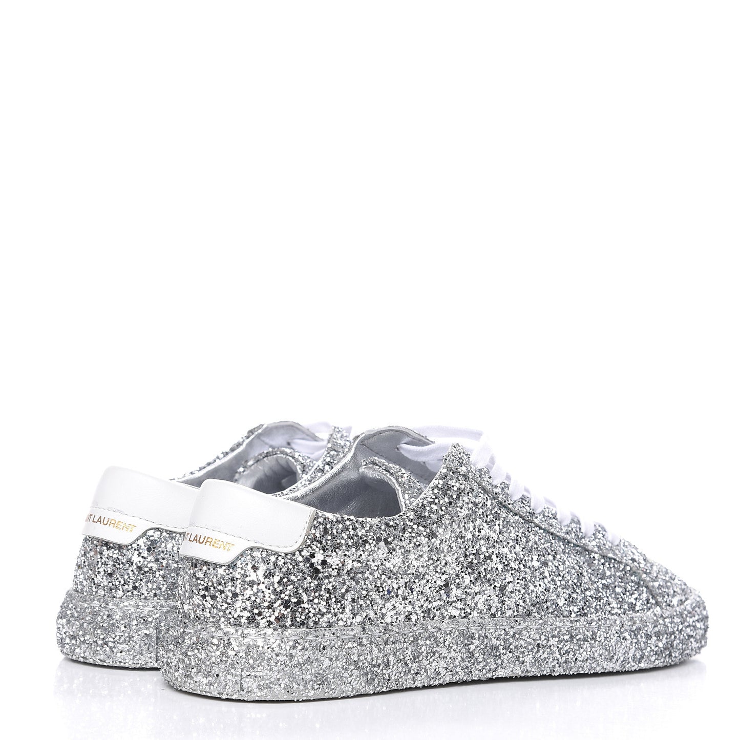 Calfskin Crystal Glitter Andy Sneakers 37.5 Silver