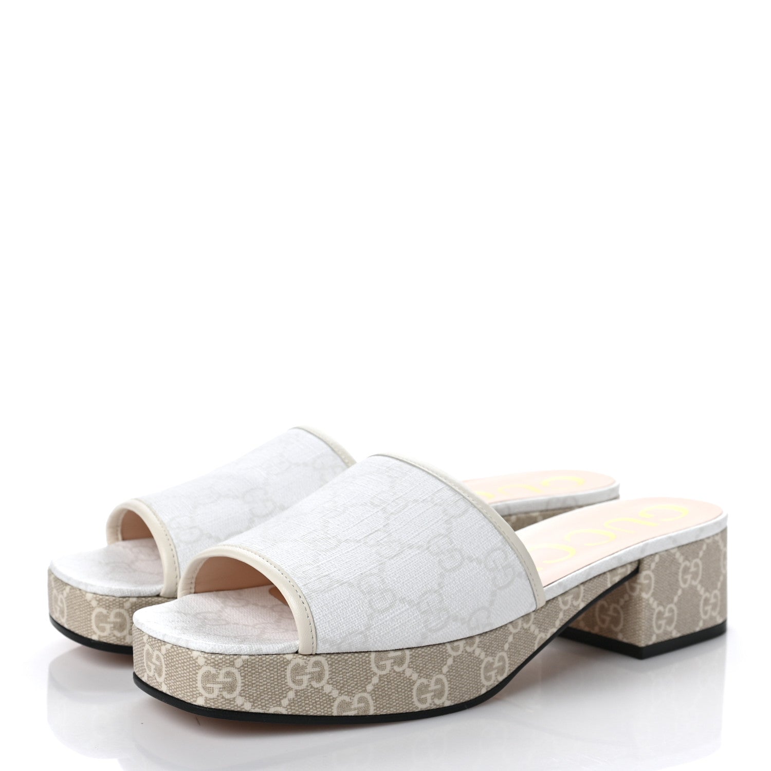 Gucci GG Supreme Monogram Malaga Kid Platform Mule Sandals 40 White Mystic White 3 of 9