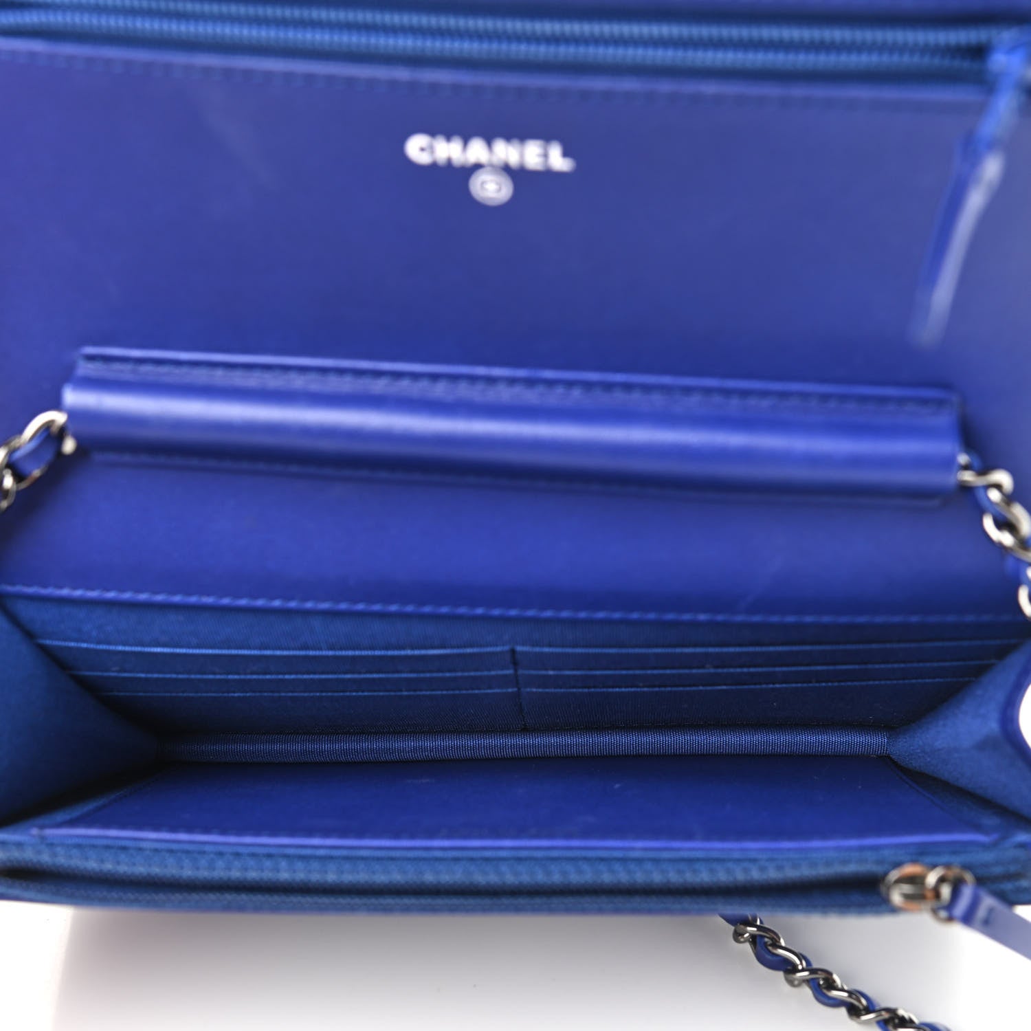 Chanel Patent Caviar Timeless CC Wallet on Chain WOC Blue 5 of 10