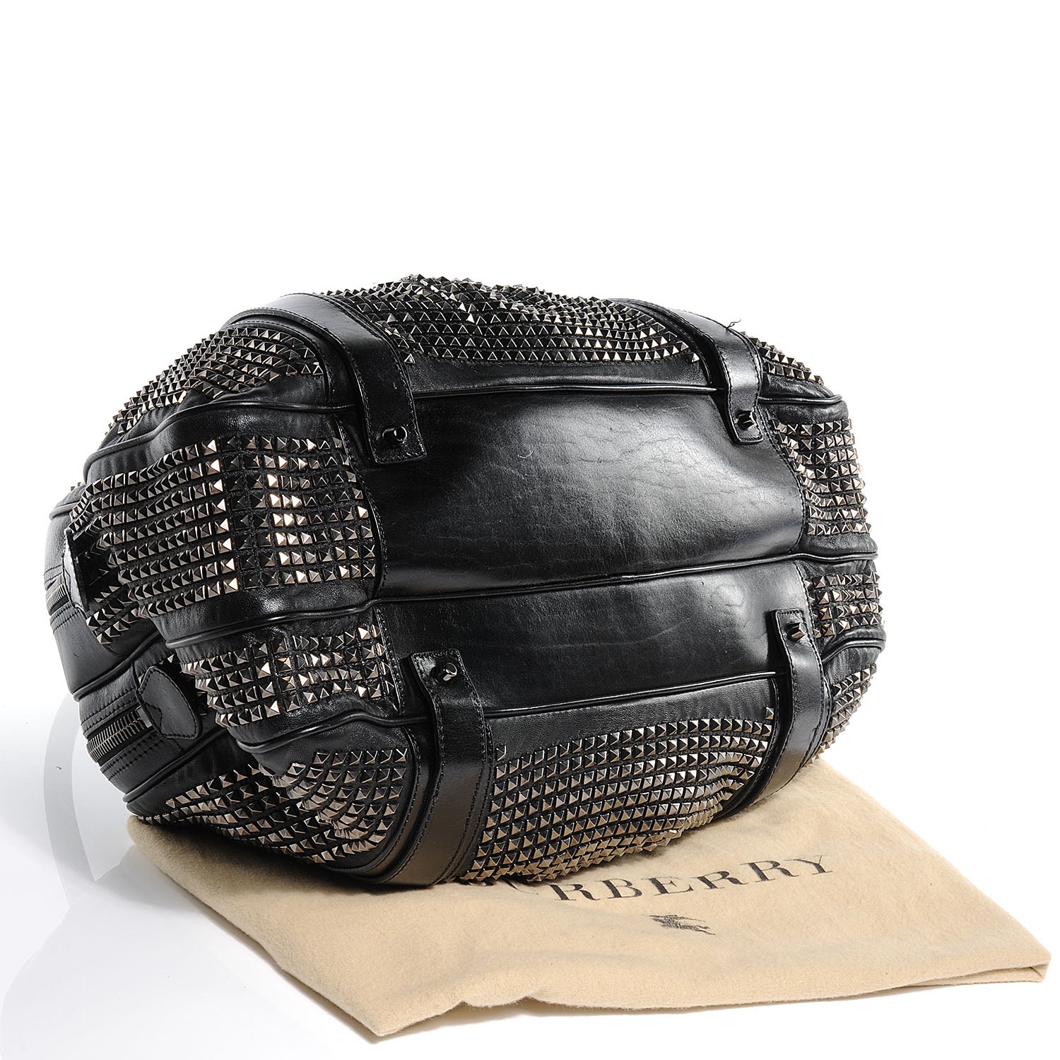 Burberry Prorsum Calfskin Studded Knight Satchel Black 4 of 8