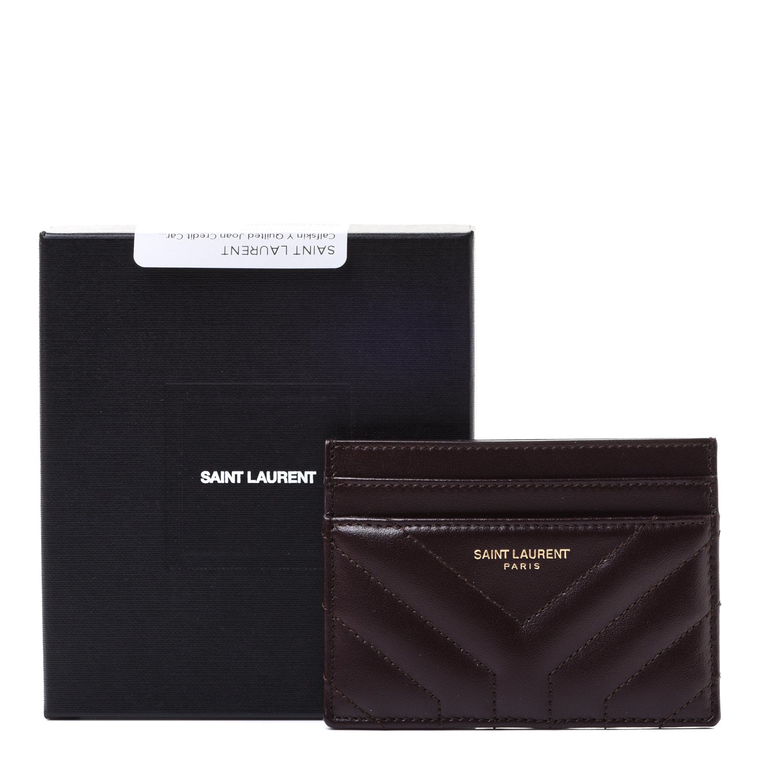 Saint Laurent Calfskin Y Quilted Joan Credit Card Case Umber 7 of 7
