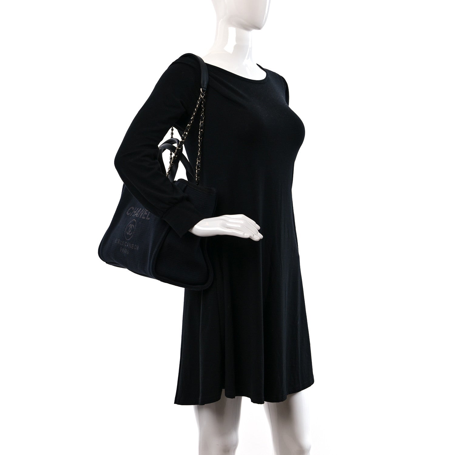 Chanel Mixed Fibers Small Deauville Tote Black 2 of 11