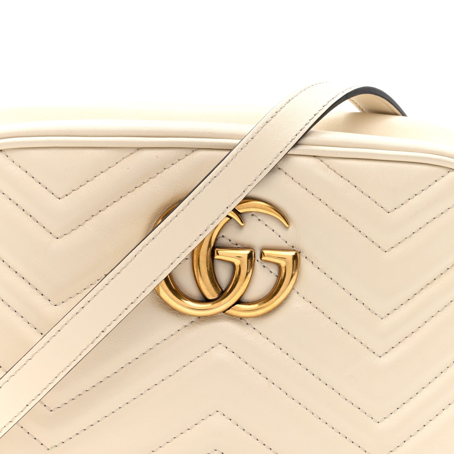 Gucci Calfskin Matelasse Small GG Marmont Chain Shoulder Bag White 8 of 10