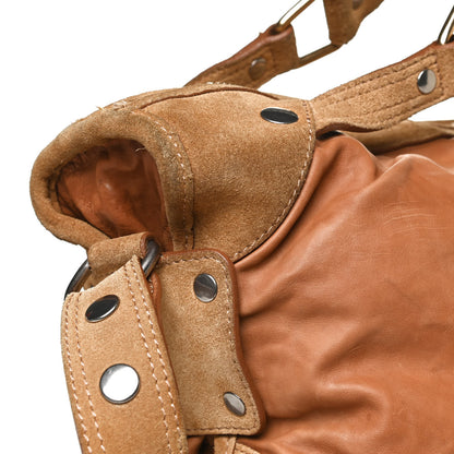 Celine Calfskin Suede Satchel Brown 10 of 18