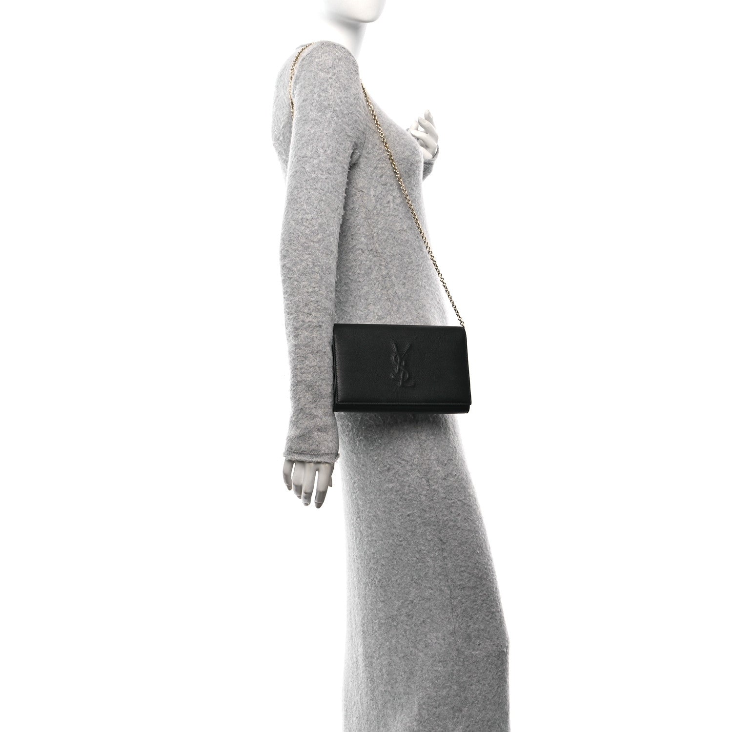 Saint Laurent Calfskin Monogram Belle de Jour Chain Clutch Black 2 of 10