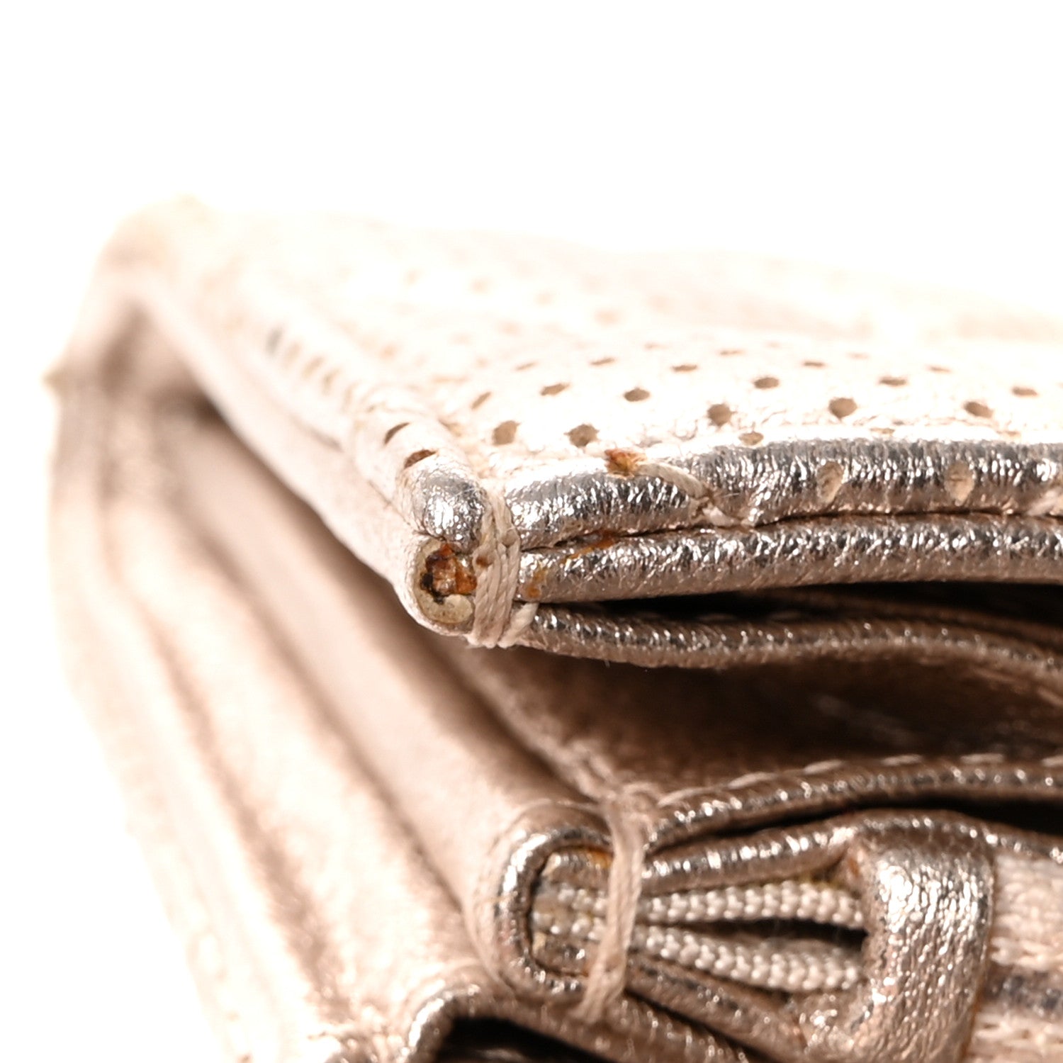 Chanel Metallic Perforated Lambskin Quilted Large Gusset Flap Wallet Light Pink 9 of 15
