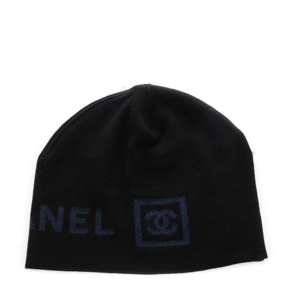 Chanel Merino Wool CC Beanie Hat Black 3 of 4