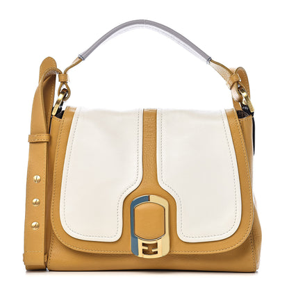 Fendi Calfskin Colorblock Anna Shoulder Bag Yellow White 1 of 13