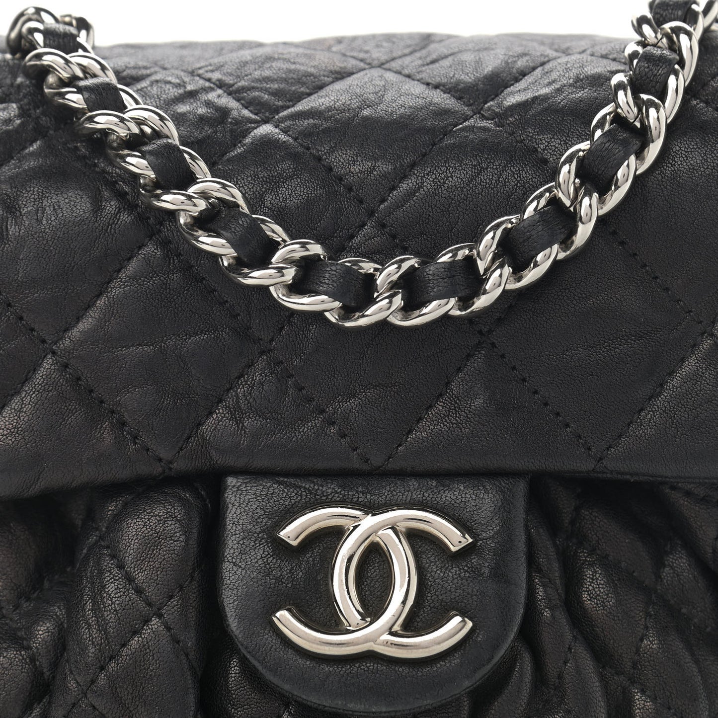 Washed Lambskin Quilted Mini Chain Around Messenger Black