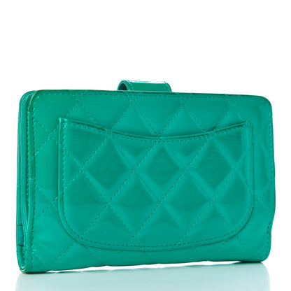 Chanel Patent Quilted Zip Pocket Wallet Turquoise 3 of 26