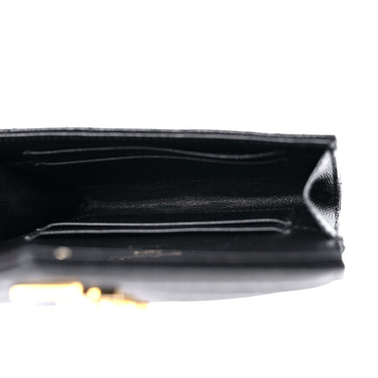 Saint Laurent Grain De Poudre Matelasse Chevron Small Monogram Envelope Wallet Black 5 of 13