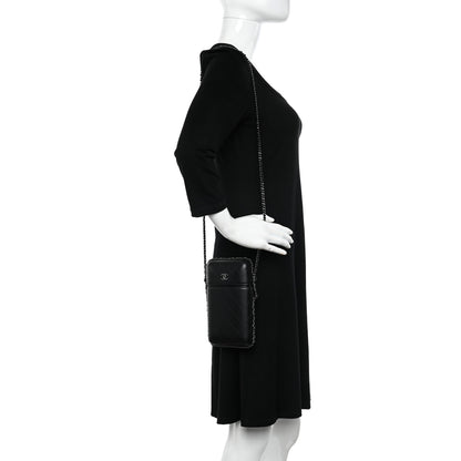 Chanel Lambskin Quilted Chain Around Phone Holder Black 2 of 10