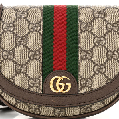 Gucci GG Supreme Monogram Textured Dollar Calfskin Web Mini Ophidia Flap Shoulder Bag Beige Ebony New Acero 8 of 11
