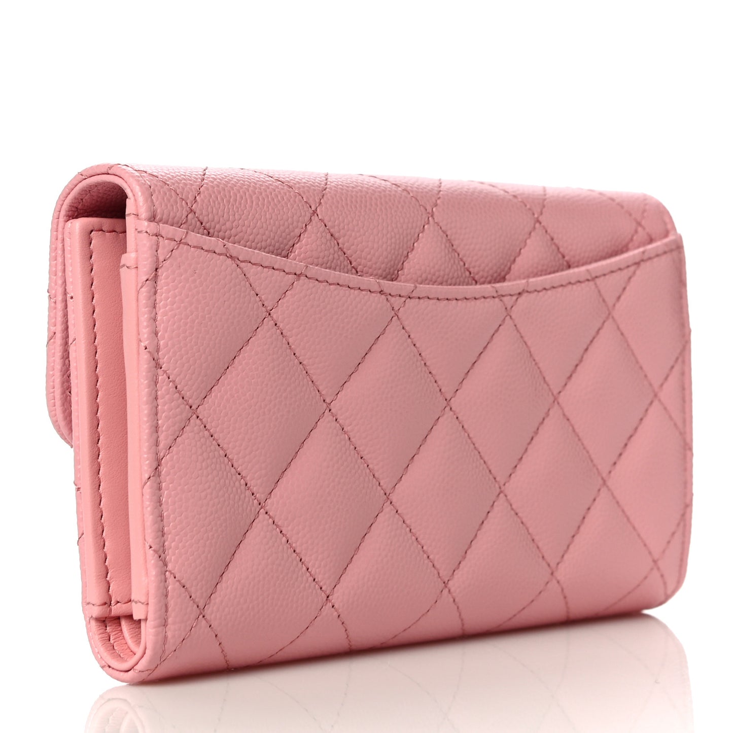 Caviar Quilted Medium Flap Wallet Pink